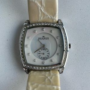 Women’s Skagen mother of pearl and crystal watch